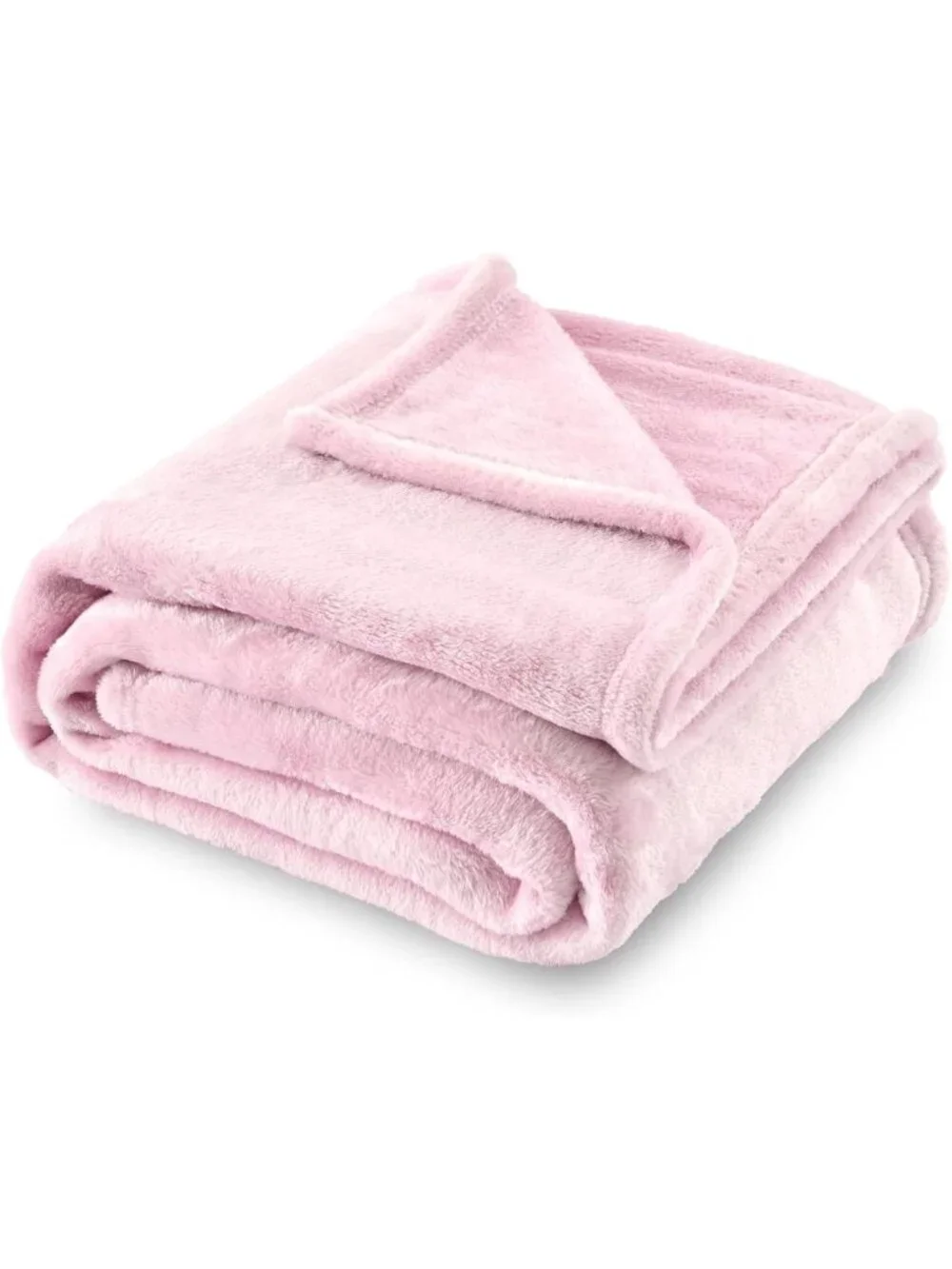 Cozy Lightweight Flannel Fleece Throw Blanket, Soft All-Season Pink 50x60